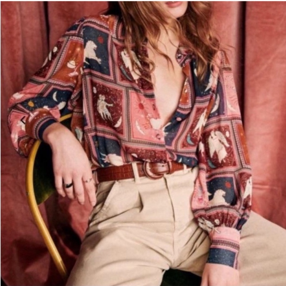 RARE Sézane Tianna Astrology Zodiac Blouse